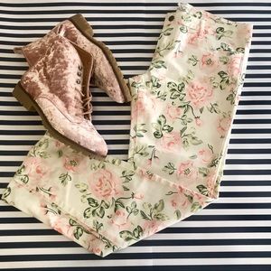 Floral print denim